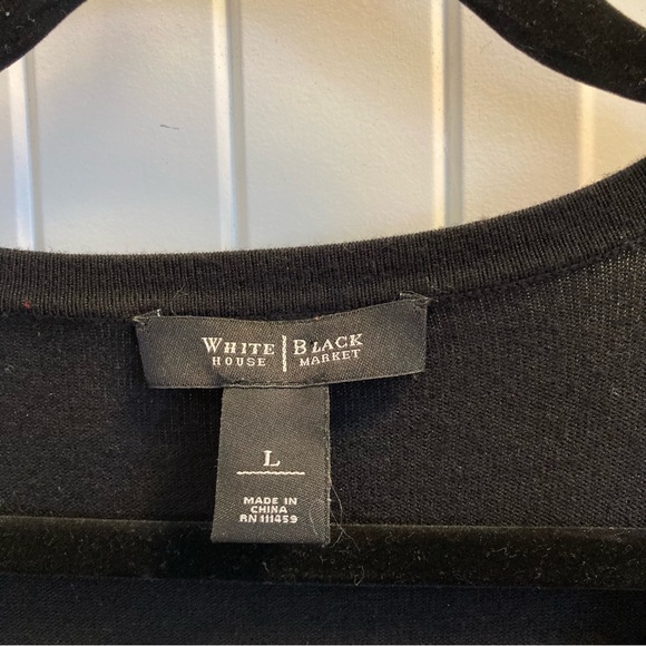 White House Black Market Size Large Black Sweater 3/4 Sleeves Button Detail - Picture 2 of 5